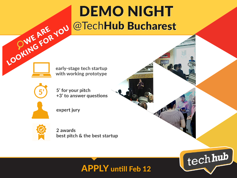 Startup-urile tech sunt invitate să își prezinte produsele la TechHub Bucharest Demo Night