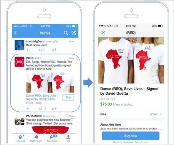 Twitter anunță primul  său produs comercial - Introducerea ” Buy Button” pe mobil