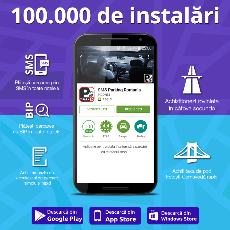 100.000 de șoferi au instalat aplicația SMS Parking